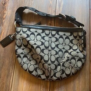 Coach Black and Gray Monogram Shoulder Bag